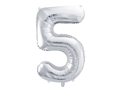 Picture of FOIL BALLOON NUMBER 5 SILVER 34 INCH